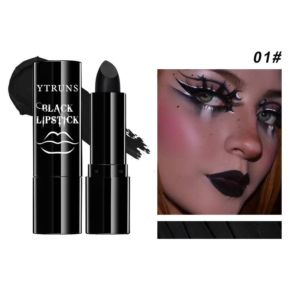 Matte black lipstick, long-lasting waterproof, no creases, Gothic dark party, Halloween cosplay makeup happy