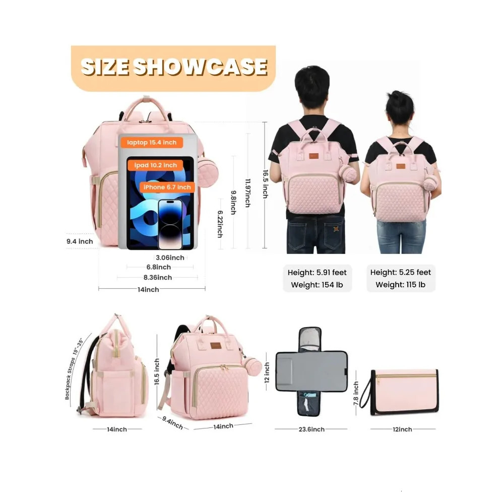 Diaper Bag Backpack With Changing Pad Pacifier Case Baby Bag for Boy Girl Toddler Waterproof Travel Diaper Bag for Mom 250614