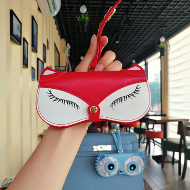INS Animal Cartoon Women Portable Sun Eye Glasses Box Lips PU Leather Eyewear Case Sunglasses Cute Protection Bags 250610