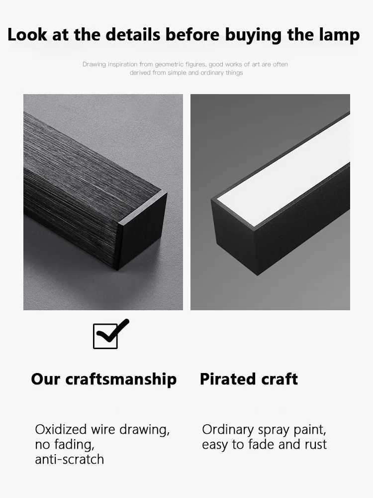 Black chandelier square bedroom lamps living room lamp led ceiling lamp Nordic minimalist creative led ceiling lamp strip lights XJ2500613