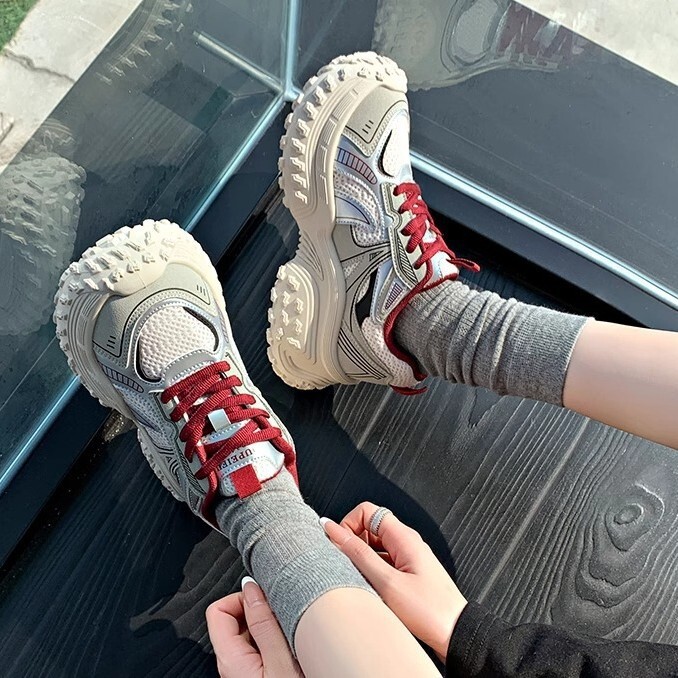 Ddmysports Spring New Thick Soled Height Increasing Lightweight Dad Shoes For Women Make Feet Look Smaller Versatile Casual Sneakers Outdoor Shoes