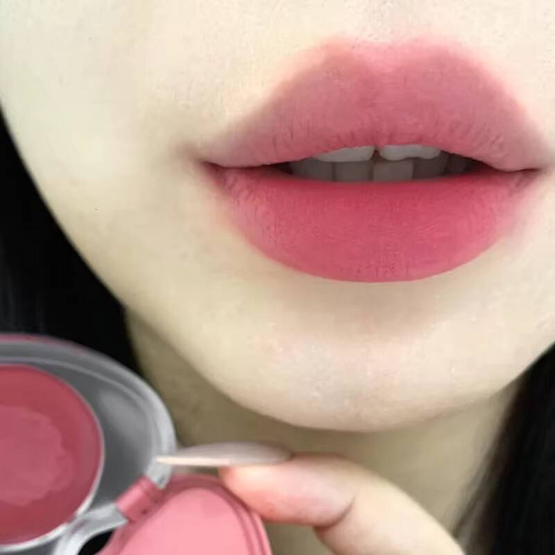 Multi-purpose Silky Smooth Lasting Non-stick Cup Red Lip Tint Cheek Contour Blusher Cream Heart Shape Matte Lipstick happy