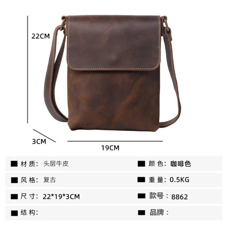 Vintage Genuine Shoulder Bag for Male High Quality Men's Cow Leather Crossbody Messenger Bags Man Sling Handbag