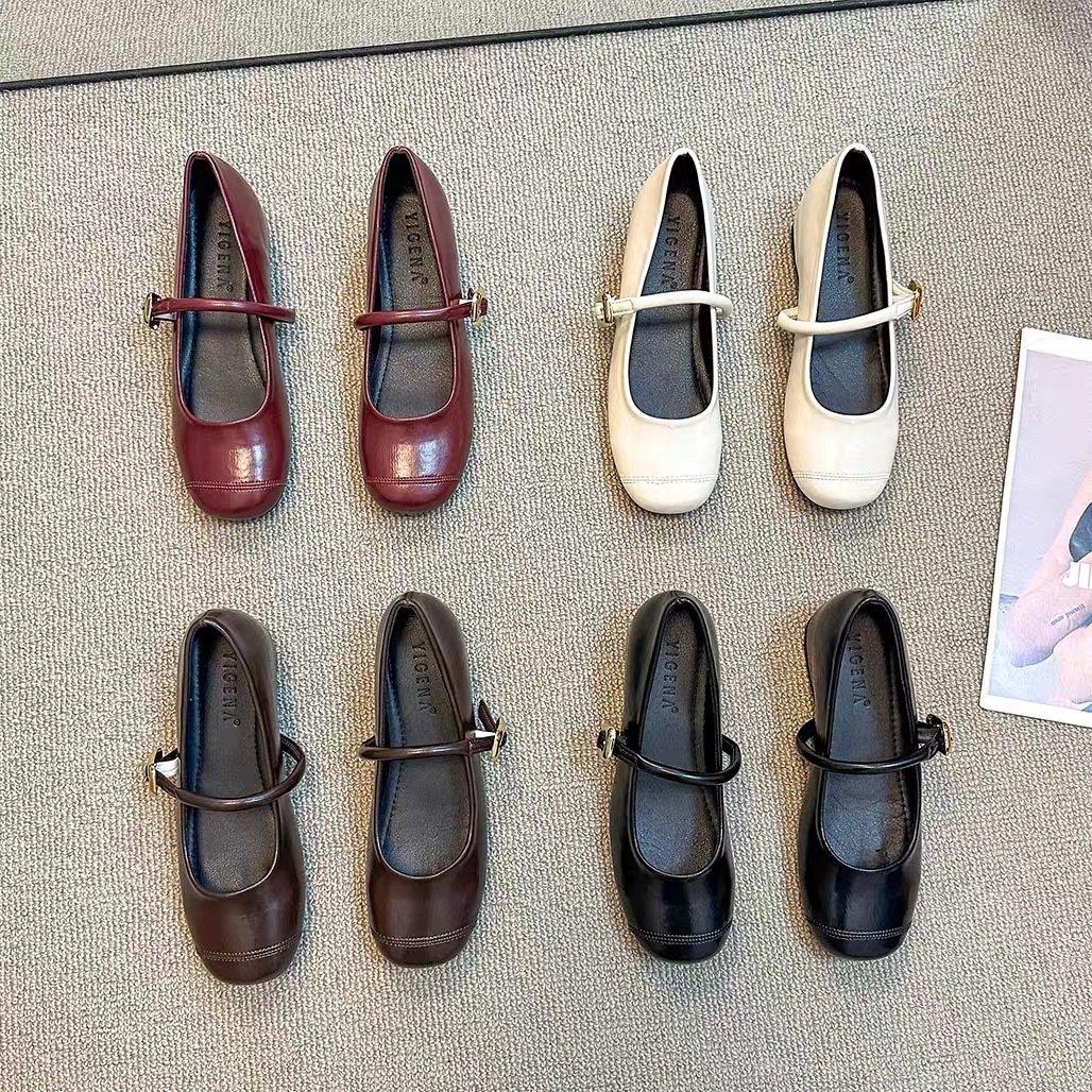 Ddmyoutdoor Korean Style Versatile One Strap Casual Women S Summer French Mary Jane Flat Small Leather Shoes Outdoor Shoes