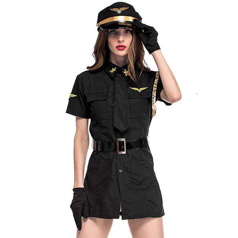 Sexy Lingerie Porn Suits Black Short Shirt Style Sexy Role Playing Pilot Costume Cosplay Outfit Nightclub DS Uniform Set Spell Lingerie