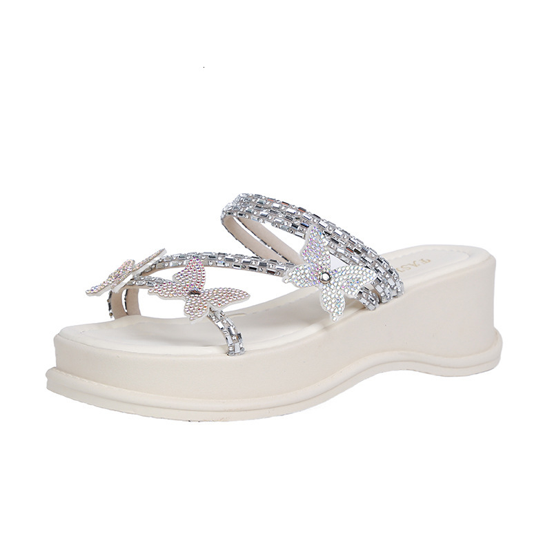 Ddmyoutdoor Fashion Fairy Style With Dress Platform Thick Sole Slippers Summer New High End Outdoor Rhinestone Sandals For Women Outdoor Shoes