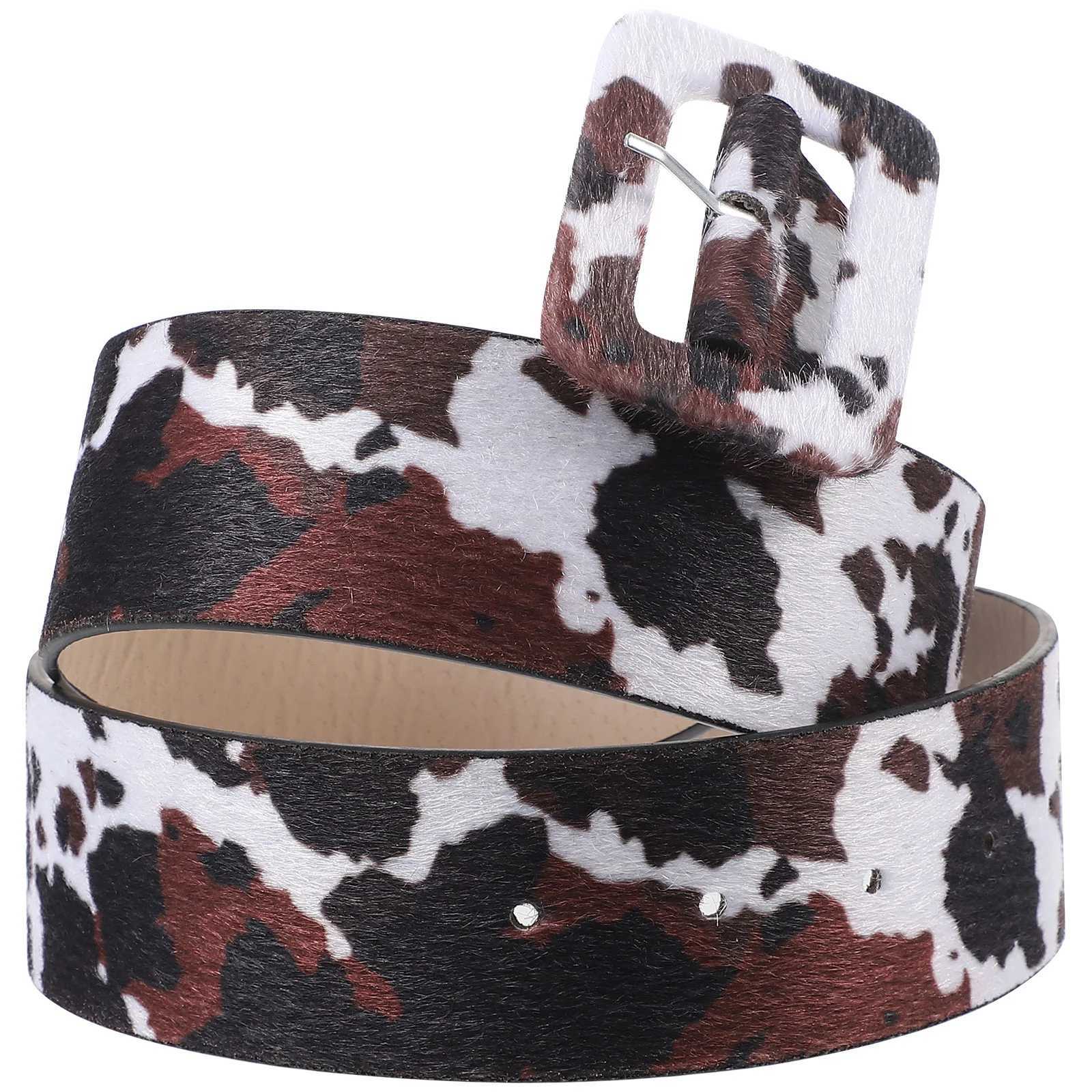 Cow Print Belt Waist for Women Western Skin Printed Fashion Belts X250614