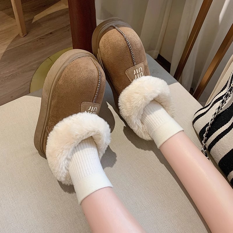 Ddmysports New Winter High Value Sheepskin Integrated Height Increasing Thick Soled Big Head Snow Boots For Women Warm Fleece Lined Cotton Shoes Outdo