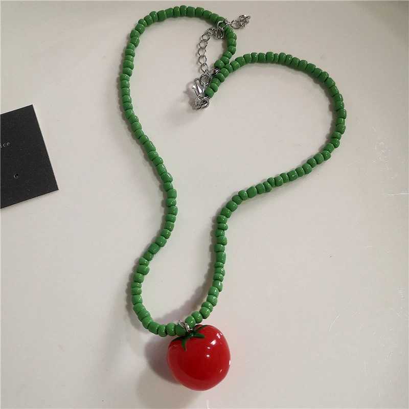 Y2K Summer Cute Cartoon Fruit Tomato Strawberry Ceramic Fish Pendant Beads Choker Necklace Harajuku Charm Jewelry Accessory Gift Z250614