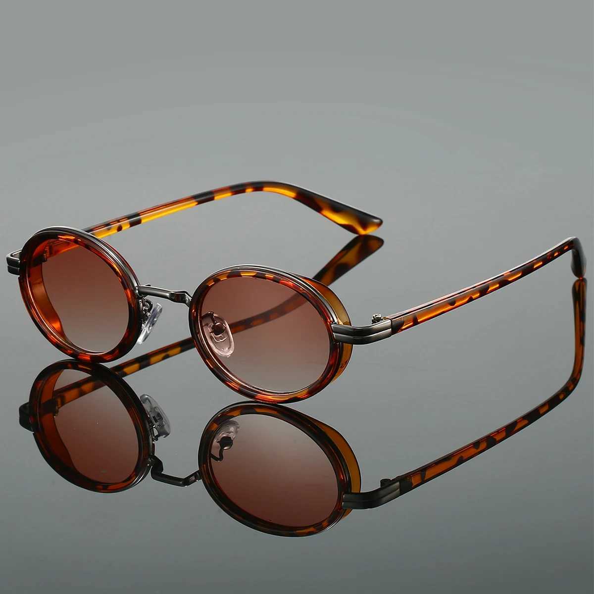 KAMMPT Vintage Punk Sunglasses 2024 New Fashion Oval Metal Gradient Sun Glasses Ins Trendy Luxury Brand Design Stylish Shades Z250614