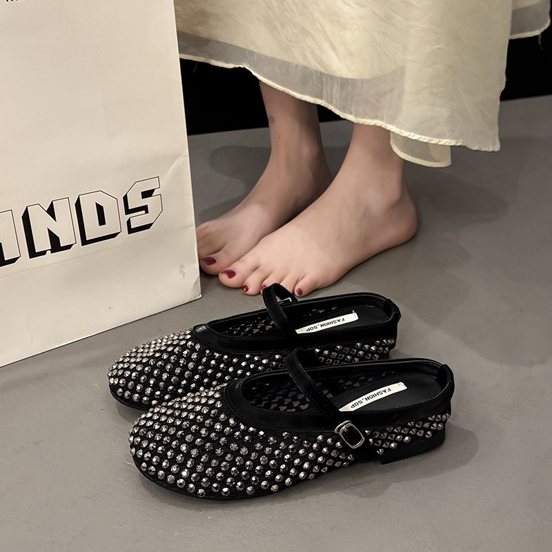 Ddmyoutdoor French Style Open Strap Half Slippers For Women Summer New Hollow Round Toe Flat Shallow Mouth Sandals Outdoor Shoes