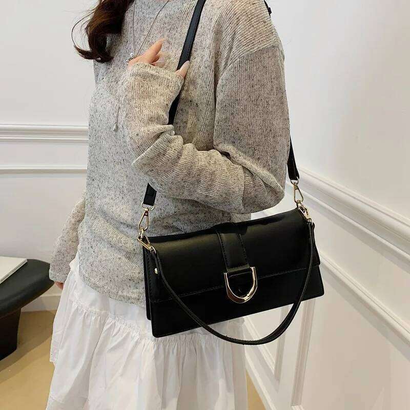New Trendy Textured Female Korean Version Fashionable Foreign Style Wide Strap Shoulder Bag