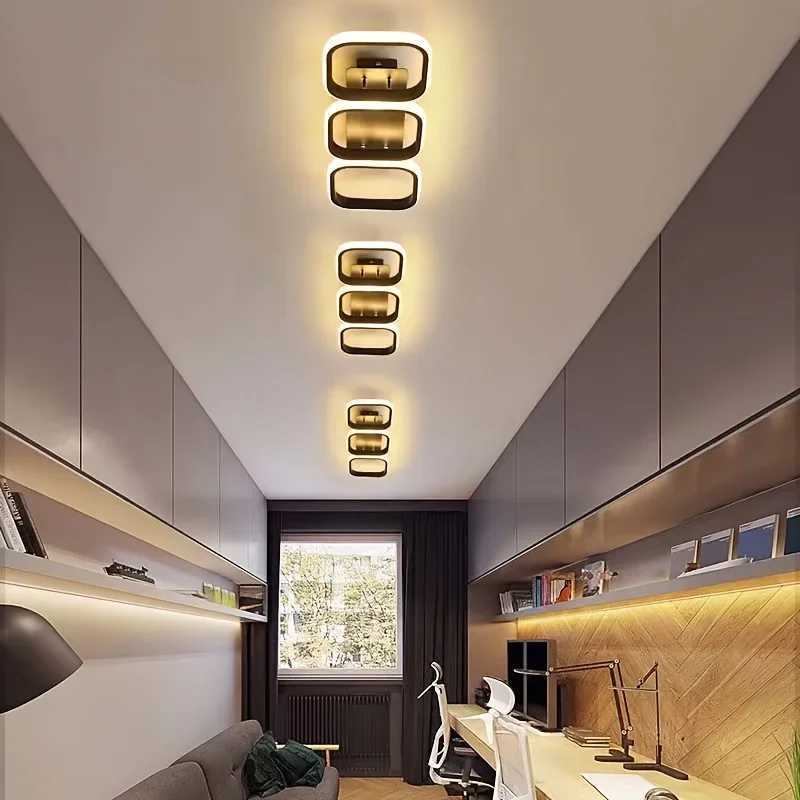 Nordic Luxe LED Chandelier Ceiling Light - Dimmable Three Color Options Square and Round Shapes for Living Room Corridor KitXJ2500613
