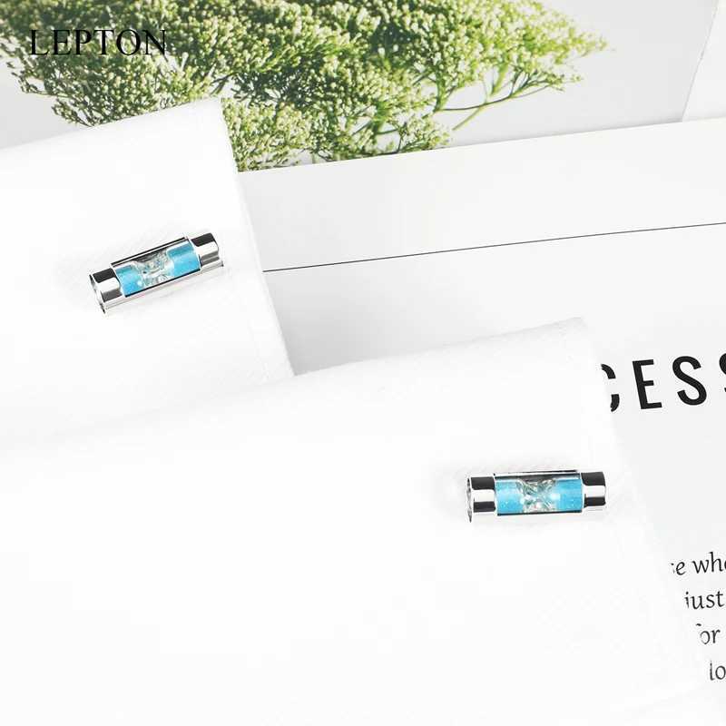 Lepton Hourglass Cufflinks Sand Clock Glass Timer Sandglass Cuff Links simple and stylish hourglass Mens shirts Cuffs cufflink XJ250614