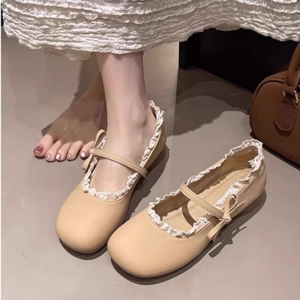 Ddmysports New French Style Low Heel Mary Jane Shallow Mouth Single For Women Evening Lolita Small Leather Shoes Loafers Outdoor Shoes