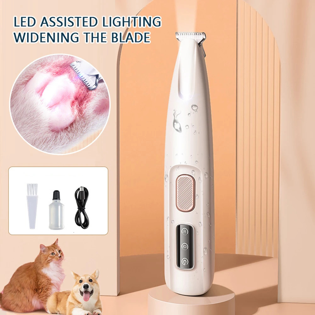 Portable Dog Paw Trimmer with Led Light Rechargeable Cordless Nail Grinder Shaver for Cats And Other Pets Nail Grooming Tools 250614