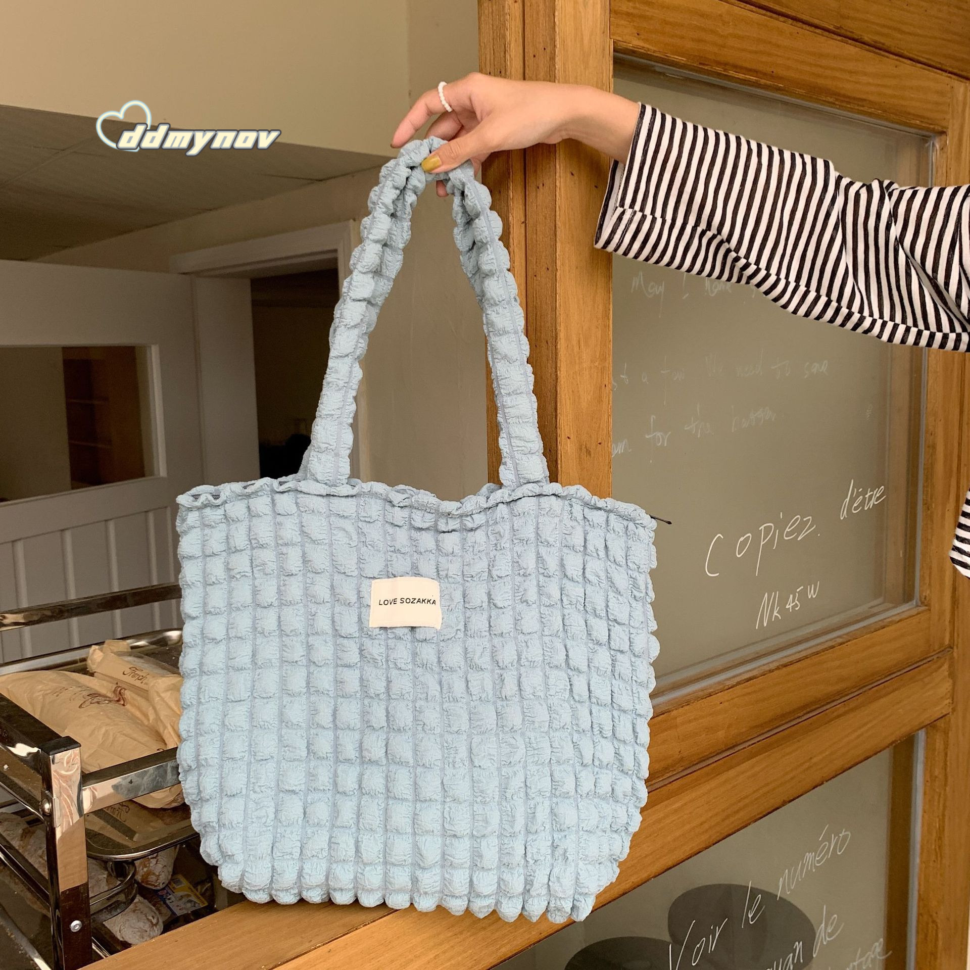 2755 Stylish Cloud Bubble Flower Single Shoulder for Female Students Simple Handbag Canvas Large Capacity Women's Bag ddmynov