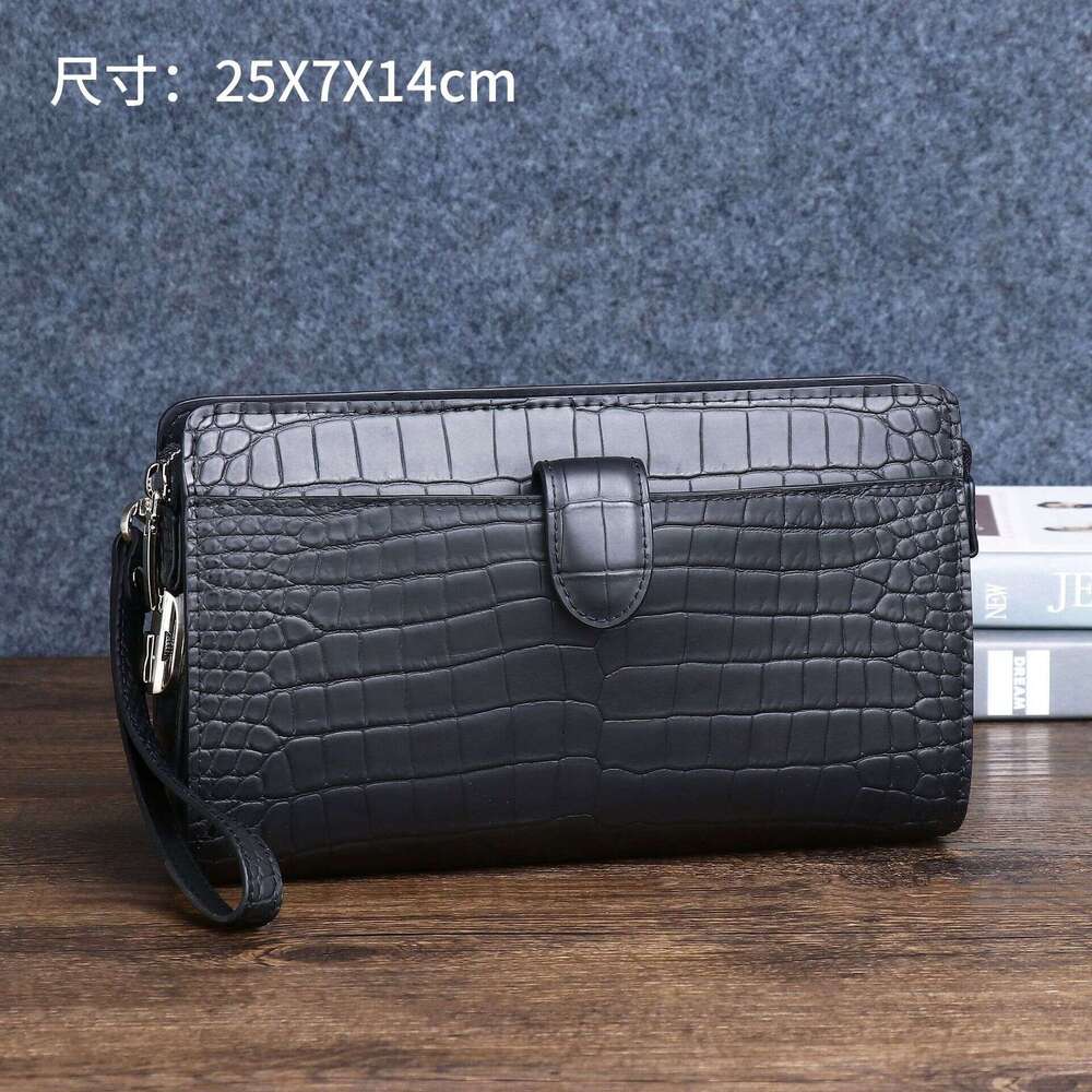 Color Belly Fog Crocodile Pattern Password Lock Large Handbag Business Multi-Functional Men's Bag Multi-Card Slot Wallet Trendy