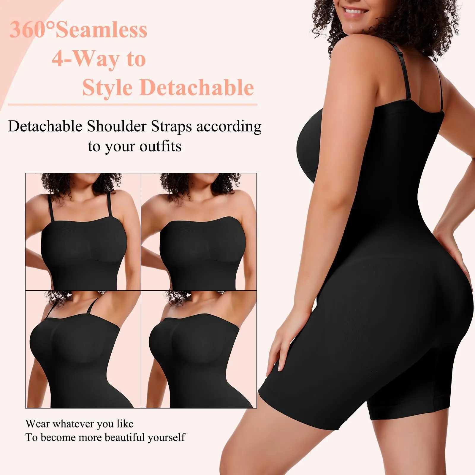 Womens Removable Shoulder Strap Shapewear Bodysuits Tummy Control Butt Lifter Underwear Full Body Shaper Tube Top Jumpsuits New XJ250614