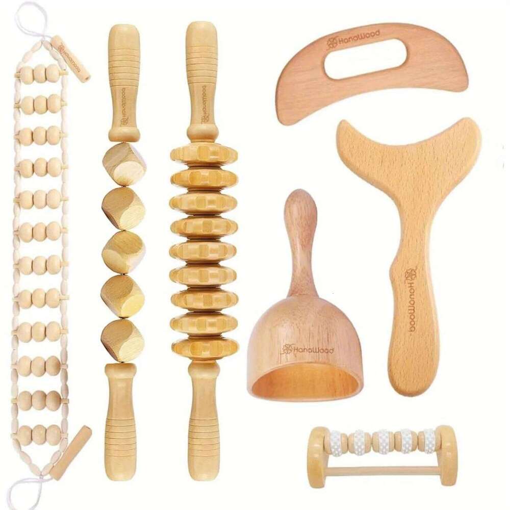 7 Pcs Wood Massage Set Maderoterapia Kit Therapy Tools For Muscle Pain Relief Wooden Massager Body Shaping