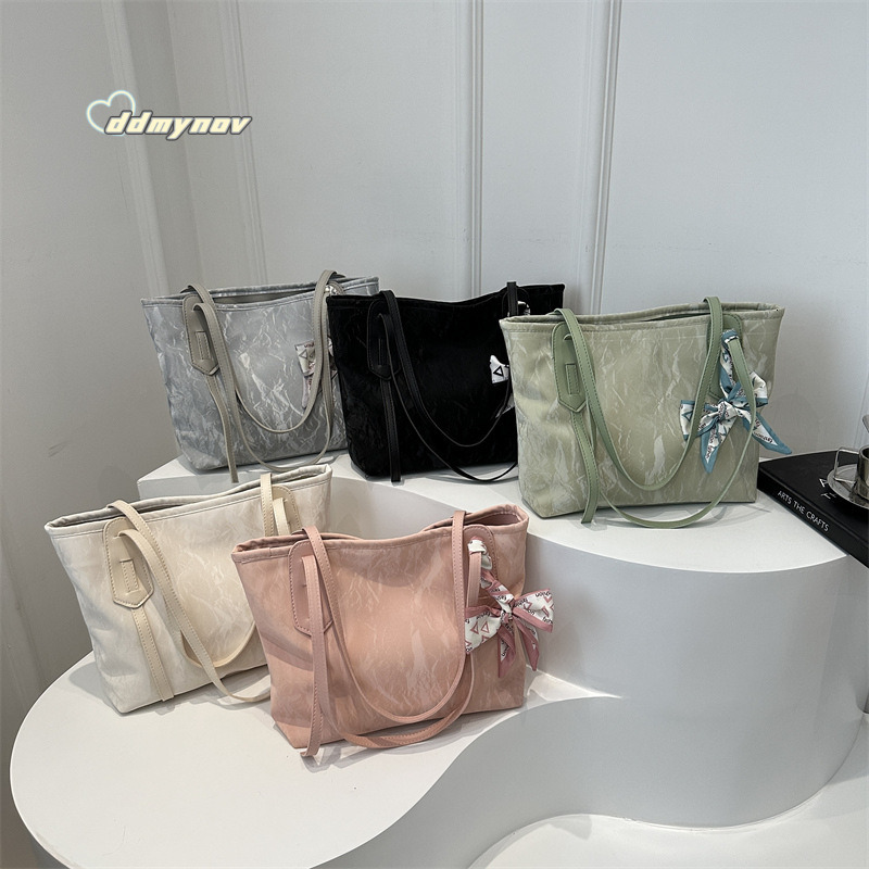 Tote Korean Style Solid Color Simple Textured Handbag Large Capacity Versatile Class Commuting Bag for Women ddmynov