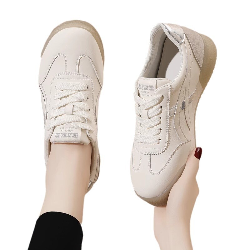 Ddmysports Waffle Agan For Women Spring And Autumn New Versatile Flat Casual Sneakers Soft Sole Lightweight White Shoes Outdoor Shoes