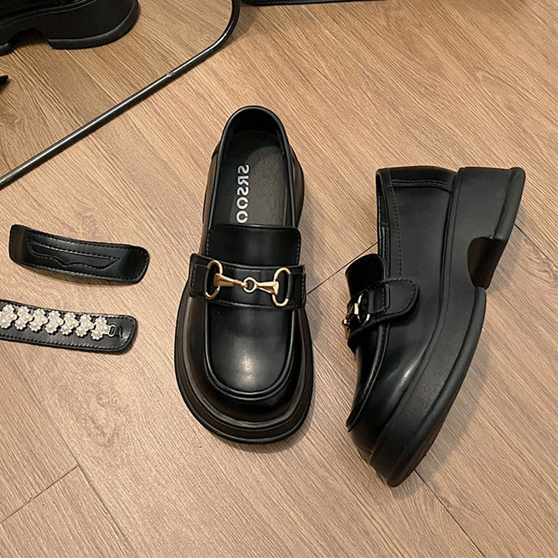 Ddmysports Black Thick Soled Chunky Heel French Mary Jane For Women New Summer To Match Skirts British Style Small Leather Shoes Outdoor Shoes