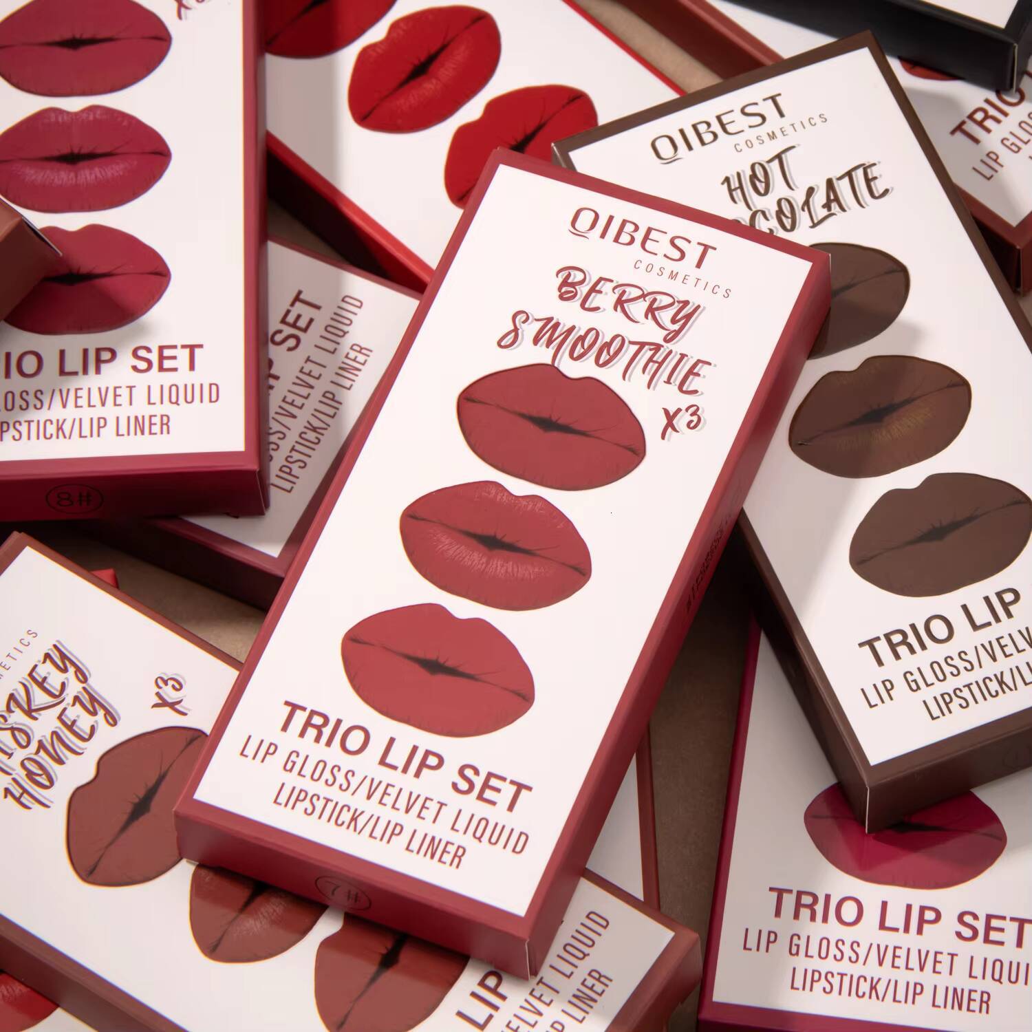 New 3pcs/set Liquid Lipstick+Lip Liner Long Lasting Cosmetic Black Brown Purple Red Matte Gloss Nude Lip Tint Stain Makeup happy