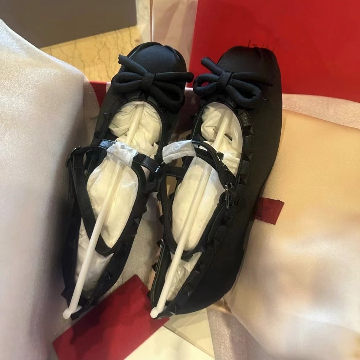 Ddmysheep Ddmysheep Pure Original V Brand Rivet Cross Strap Ballet Fairy Bow French Style Single Flat Mary Jane Princess Shoes