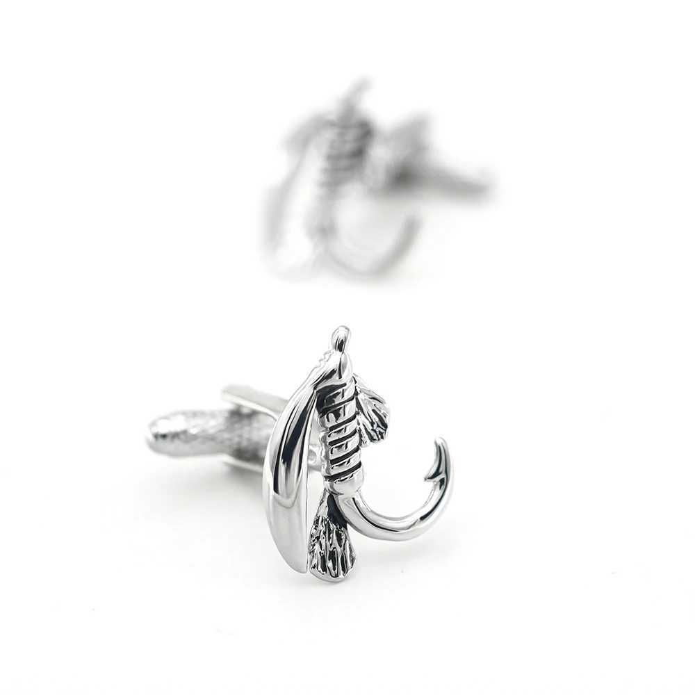 iGame Lure Fishhook Cuff Links Quality Brass Material Silver Color Cufflinks Wholesale Retail Gift For Fishing LoverXJ250614