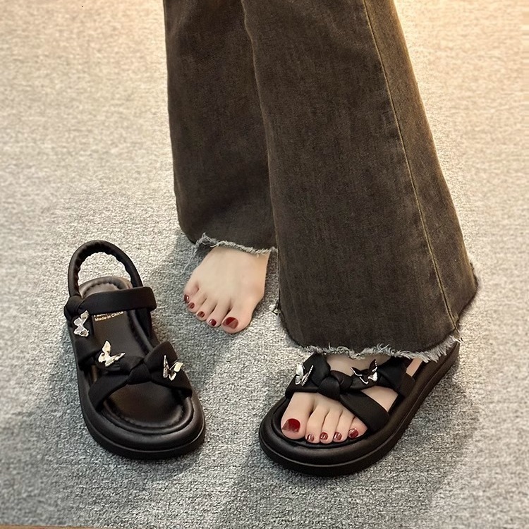Ddmysports Versatile Comfortable French For Women Summer Fairy Style With Dress Butterfly Fashion Roman Beach Sandals Outdoor Shoes