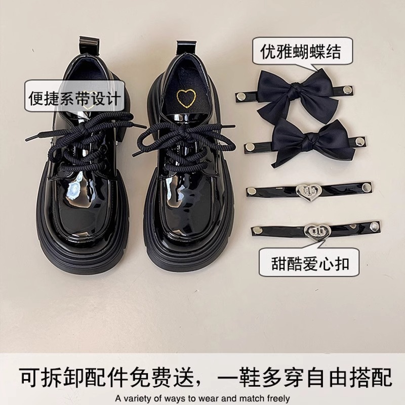 Ddmyoutdoor Women S Leather Shoes New Spring And Autumn Bowknot British Style Thick Sole Height Increasing Mary Jane Loafers Outdoor Shoes