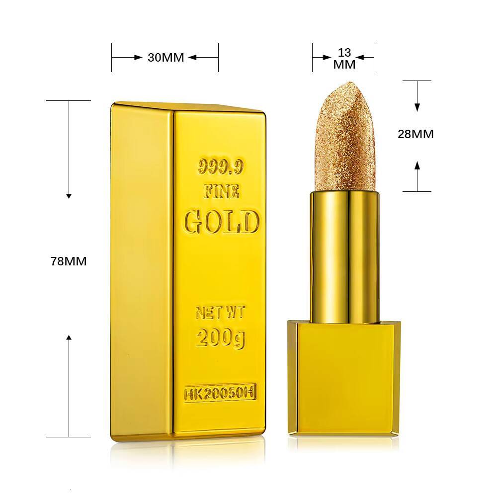 New Gold Bullion Lipstick Beauty Shiny Matte Velvet Shell Lip Glaze Fashion Lasting Lips Makeup Cosmetic happy