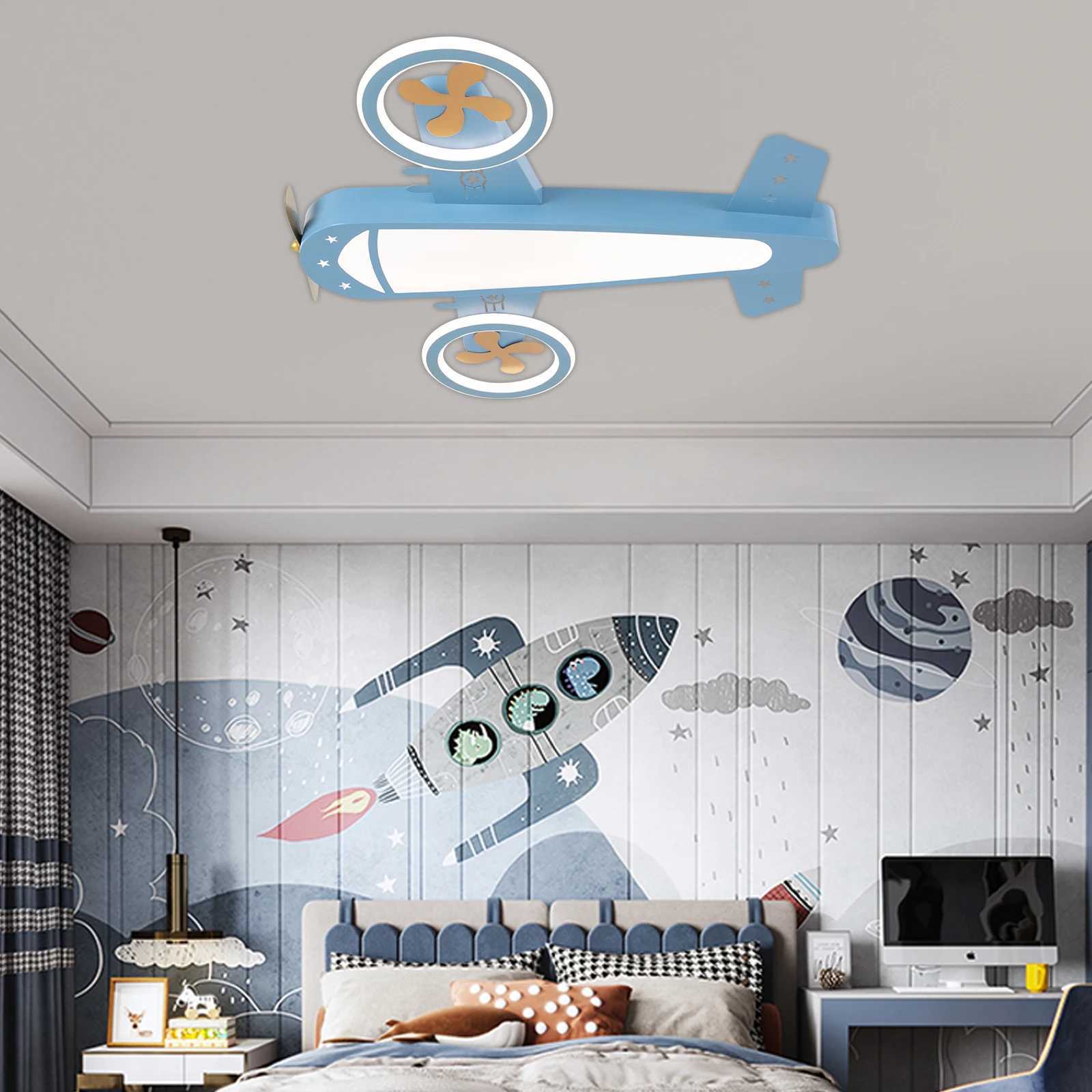 Airplane Ceiling Light LED Remote Control Adjustable Warm Cool Light Memory Function for Kids Room and Playroom XJ2500613