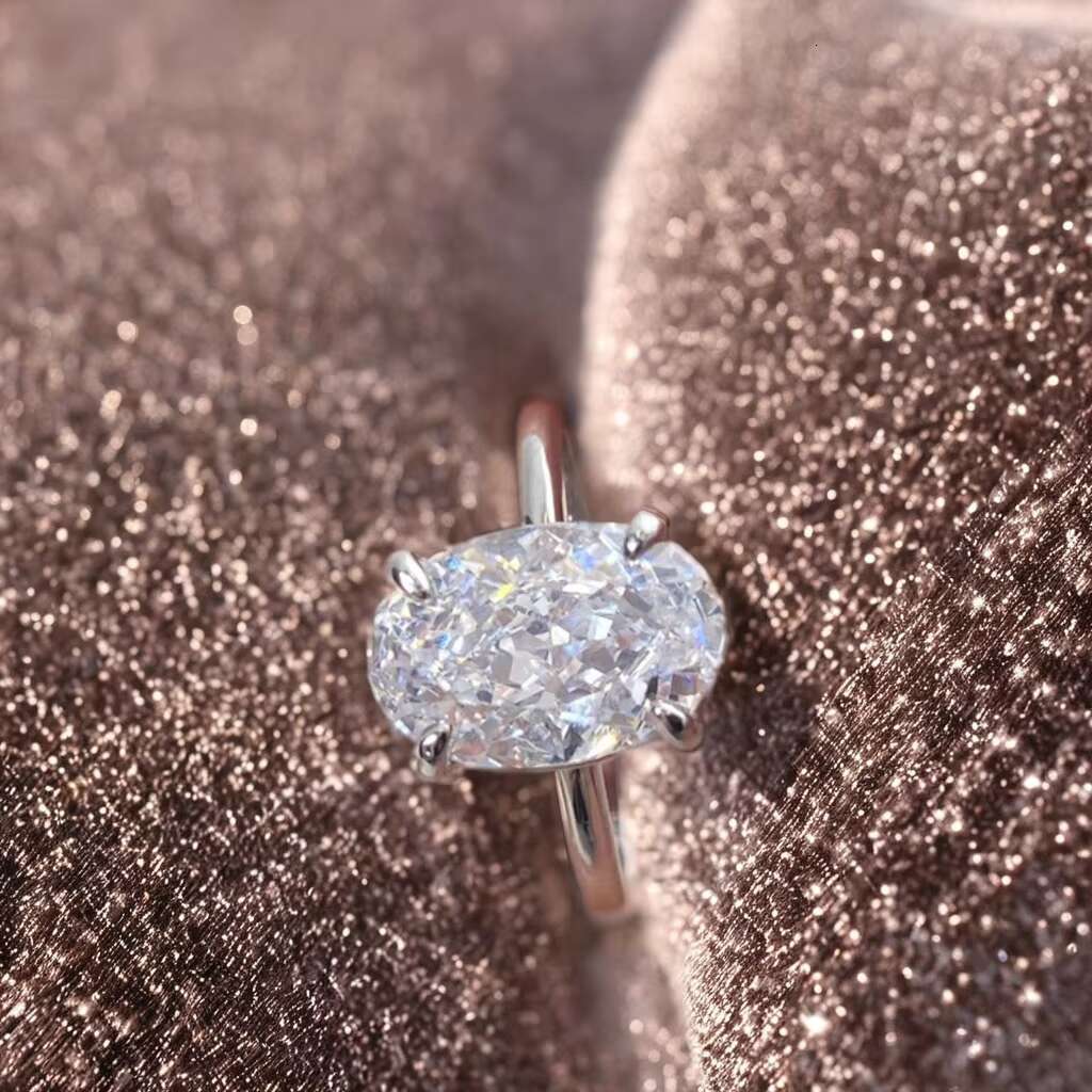 Factory Wholesale 925 Sterling Silver 4CT Oval Shape VVS D Moissanite Diamond Wedding Bands Engage Rings Fine Jewelry
