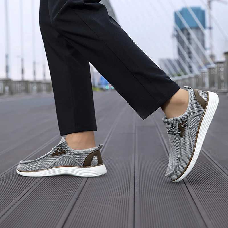 Mens Adjustable Lace-Up Loafers Shoes N-Slip Sole Breathable Upper Comfortable for Walking Jogging Casual Shoes XJ250614