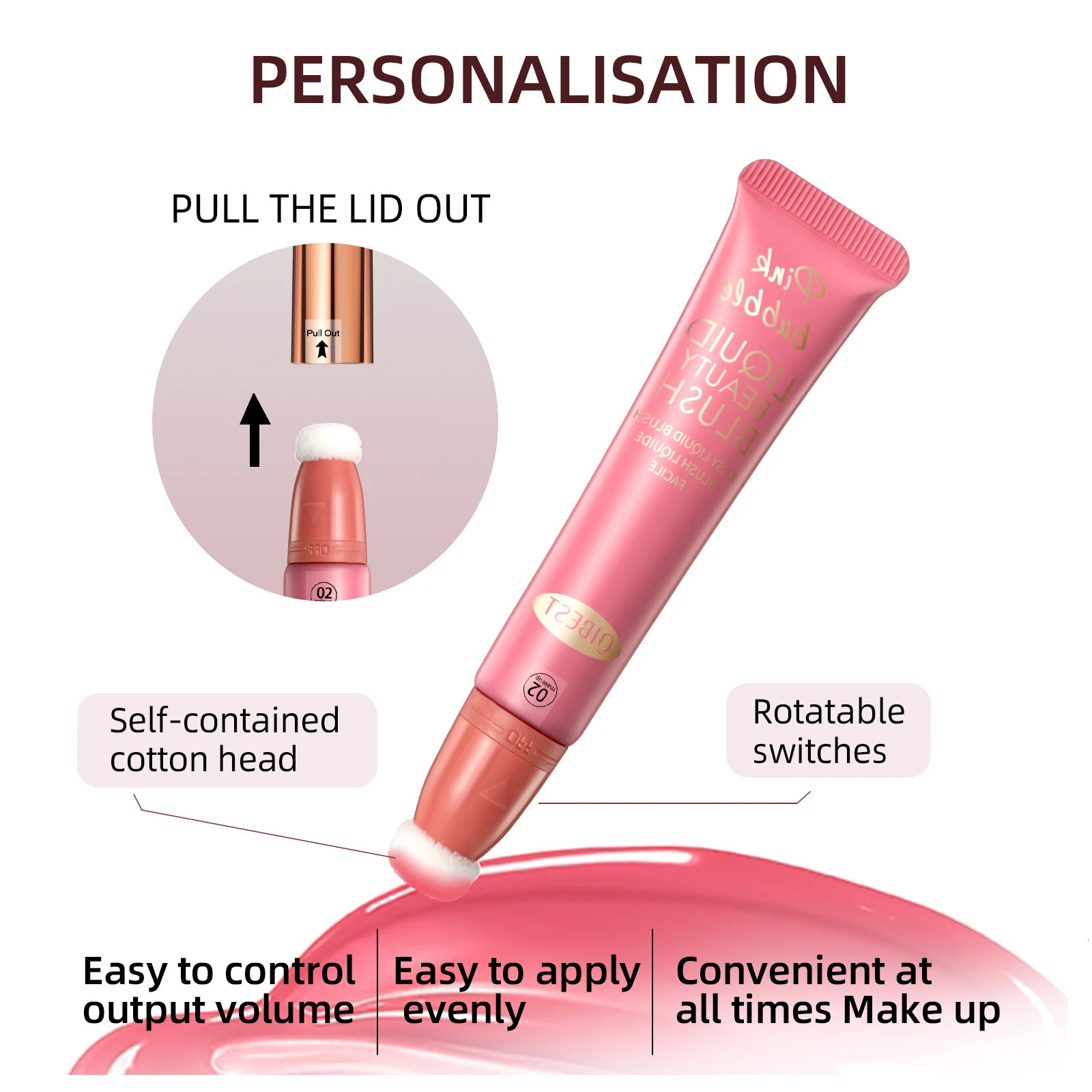 Liquid Blush Contour Wand with Cushion Applicator Velvet Matte Blusher Face Pigment Lasting Cream Cheek Tint Peach Blush Makeup 250614