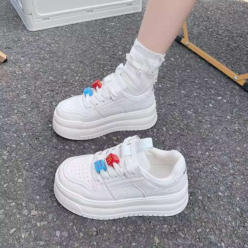 Ddmysports Spring New Korean Style Petite Thick Soled Height Increasing White Sneakers Casual Board Student Platform Women S Shoes Outdoor Shoes