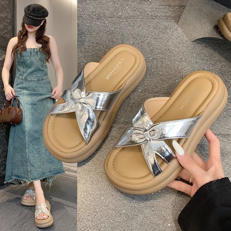 Ddmysports New Thick Soled Beach Sandals For Women Summer Outdoor Fashionable French Style High End One Strap Slippers To Match Dresses Outdoor Shoes