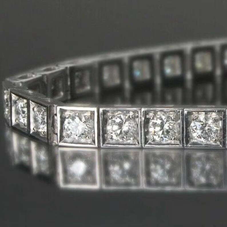 5.31 TCW Colorless Round Cut Moissanite Tennis Bracelet 925 Sterling Silver