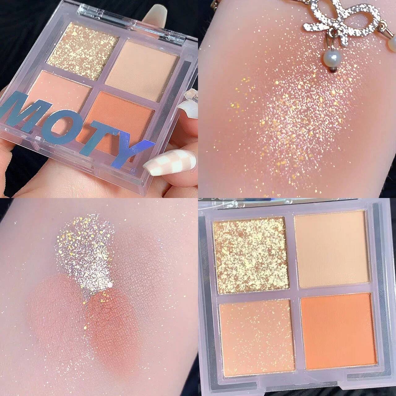 4 Matte Eyeshadow Palette Easy To Color Nude Pearlescent Earthy Shiny Eye Shadow Pallete Pigments Shine Eyes Makeup