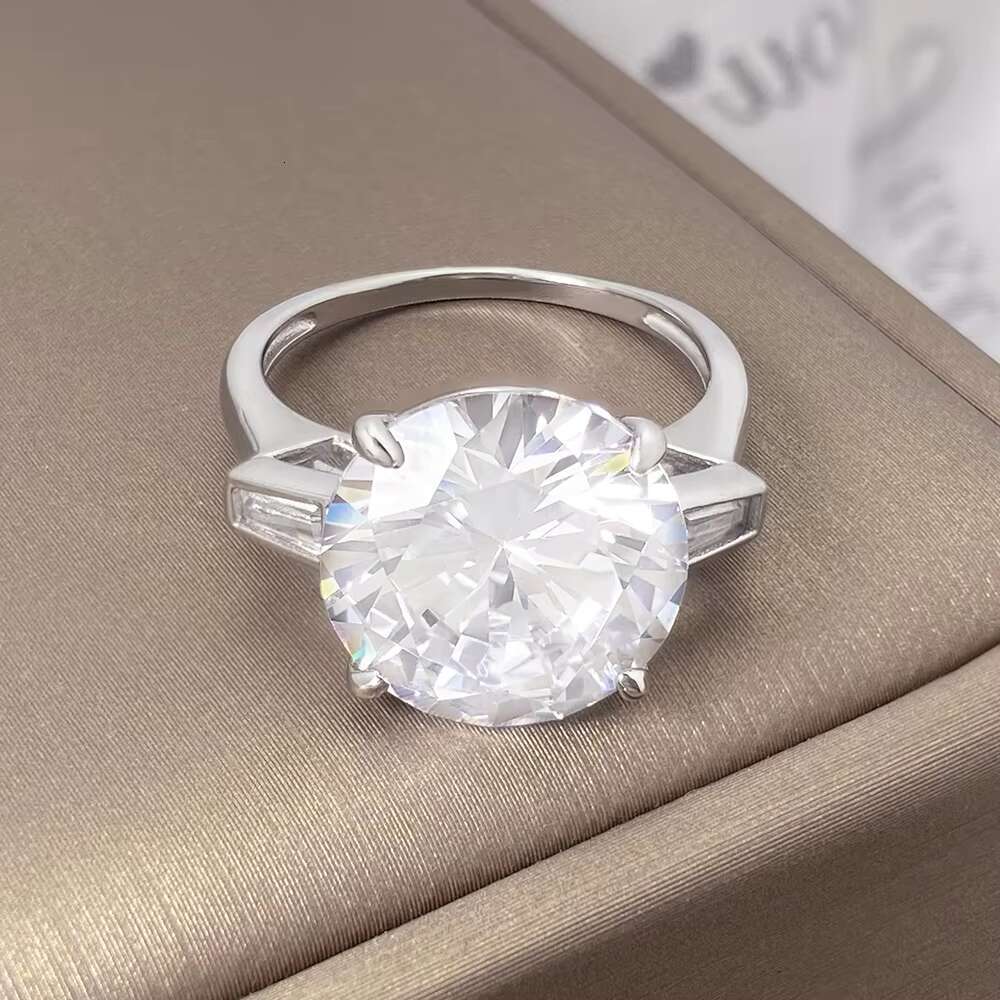 FOXI Real 925 Sterling Silver Rhodium Plated No Tarnish Round VVS D Moissanite Wedding Bands S925 Rings Fine Jewelry for Women