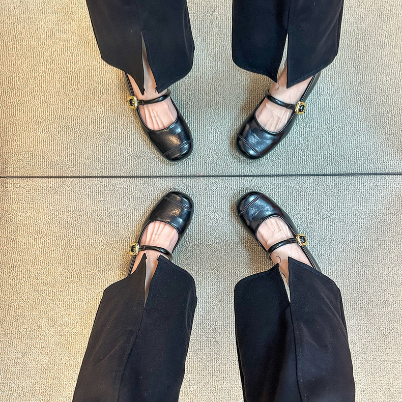 Ddmyoutdoor Korean Style Versatile One Strap Casual Women S Summer French Mary Jane Flat Small Leather Shoes Outdoor Shoes