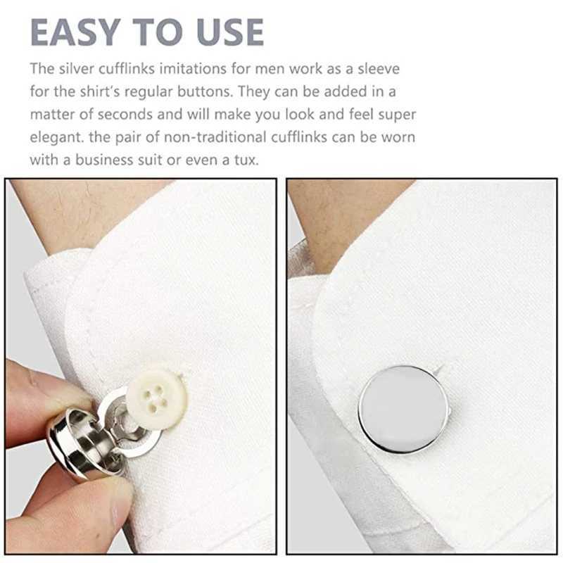 1 Pair Brass Round Cuff Button Cover Cufflinks for Wedding Formal Shirt Mens Formal Button Covers Imitation CufflinksXJ250614