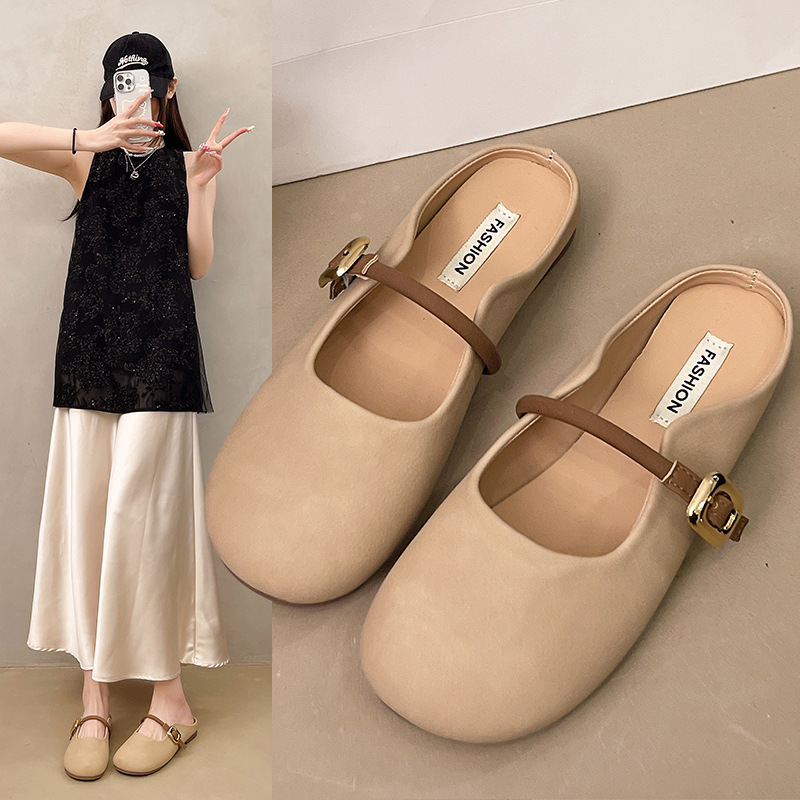 Ddmyoutdoor New Summer Closed Toe Half Fashion Casual Lazy Slip On Backless Loafers French Style Slippers Outdoor Shoes