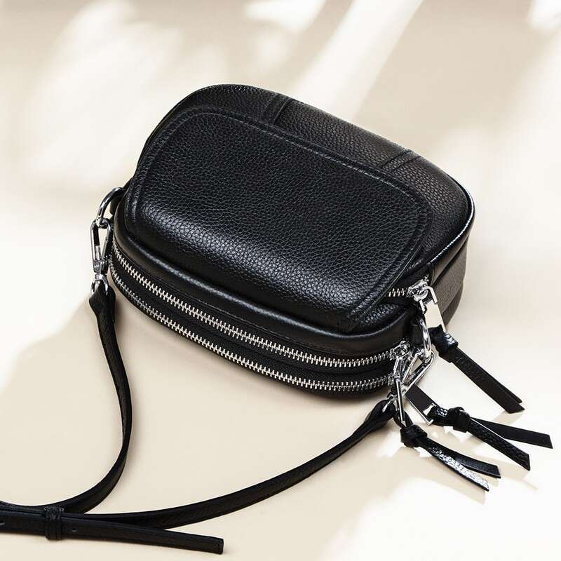 Women S Summer New Genuine Leather Fashion Versatile Crossbody Shoulder Small Round Bag