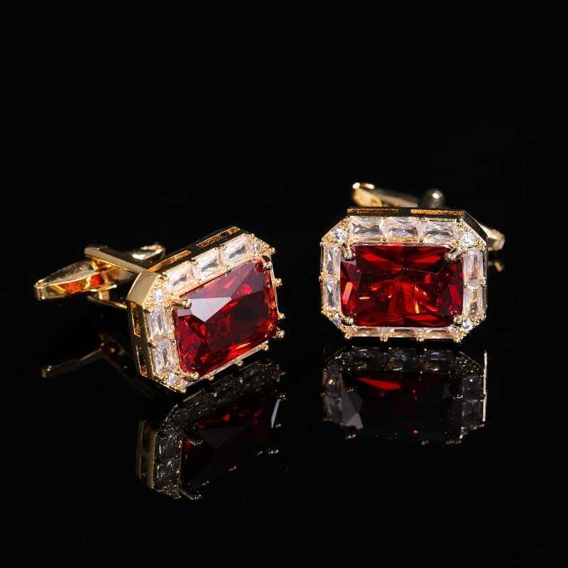 Copper Metal Electroplated Cufflinks Light Luxury Fashion White Crystal Men Women Shirts Suits Accessories Party Banquet Gifts XJ250614