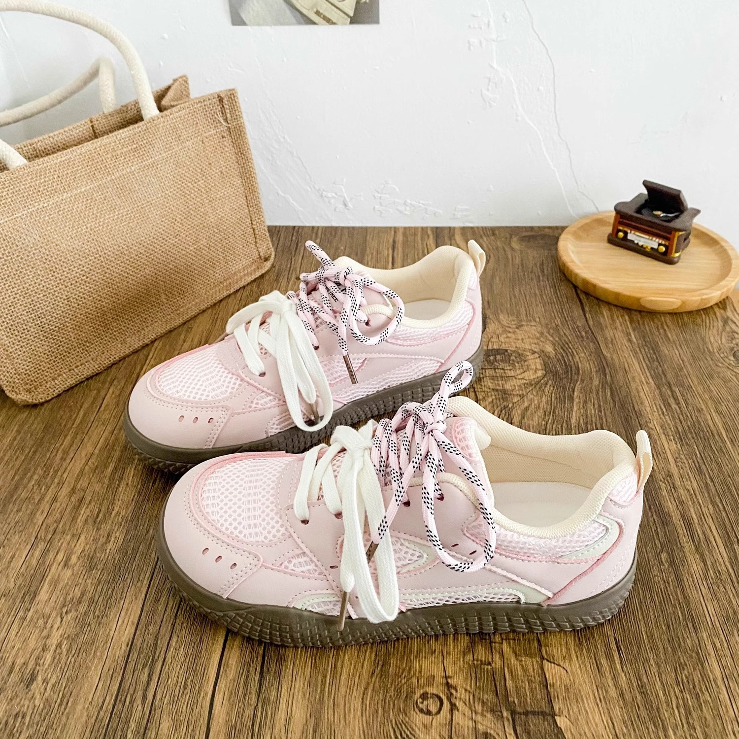 Ddmysports Spring New White Sneakers Mesh Breathable Sports Casual Fashion Versatile Non Slip German Training Shoes For Women Outdoor Shoes