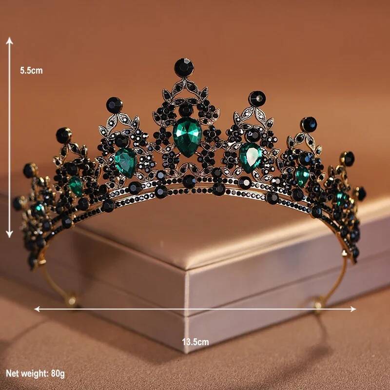Headwear Black-Colour Women's Ballroom Crown Baroque Crystal Tiaras And Crowns Bridal Wedding Hair Accessories Jewelry