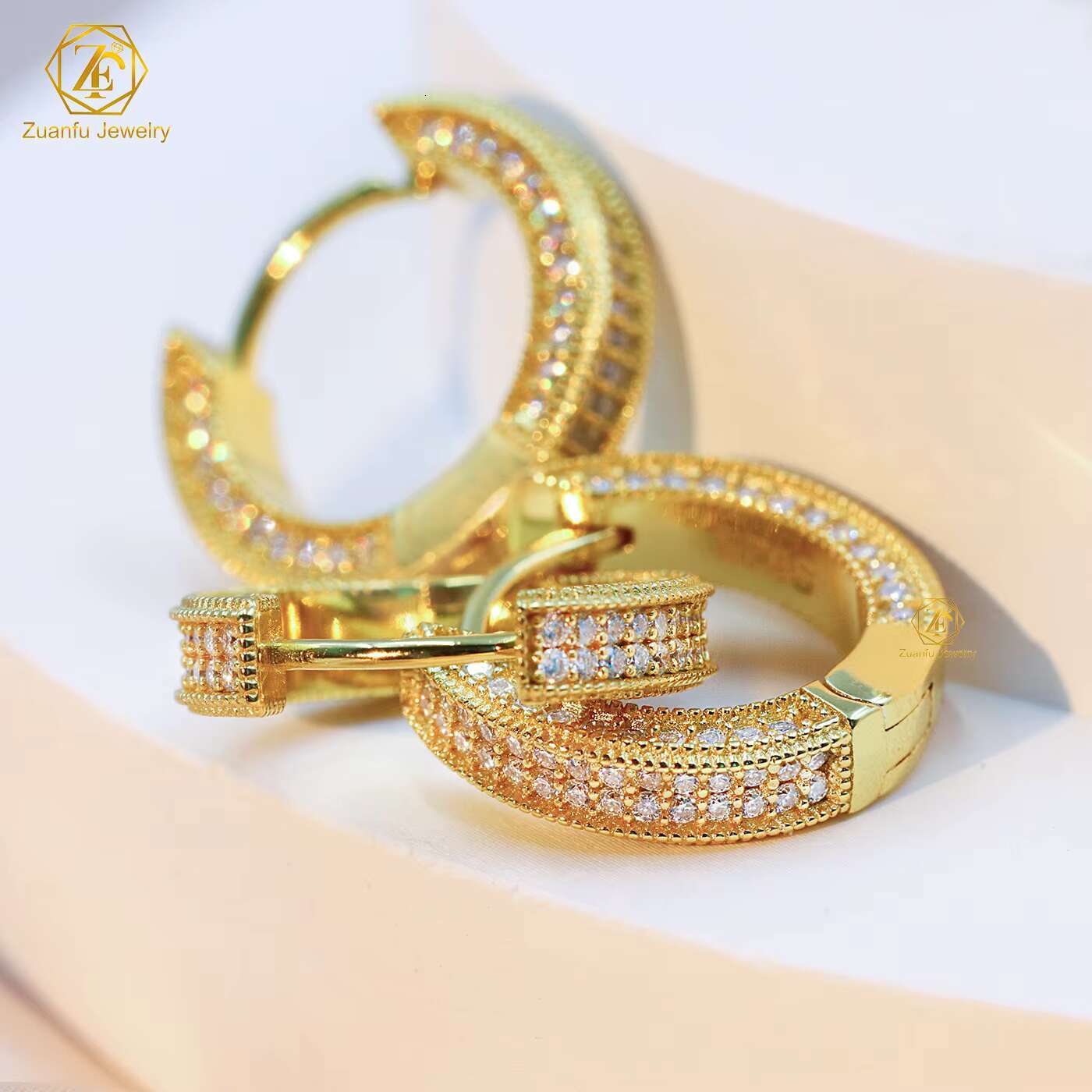 Fine Vintage Jewelry 925 Sterling Silver 18K Gold Plated D VVS Hoop Moissanite Earrings Huggie Earrings for Women Cuff Ear Stud